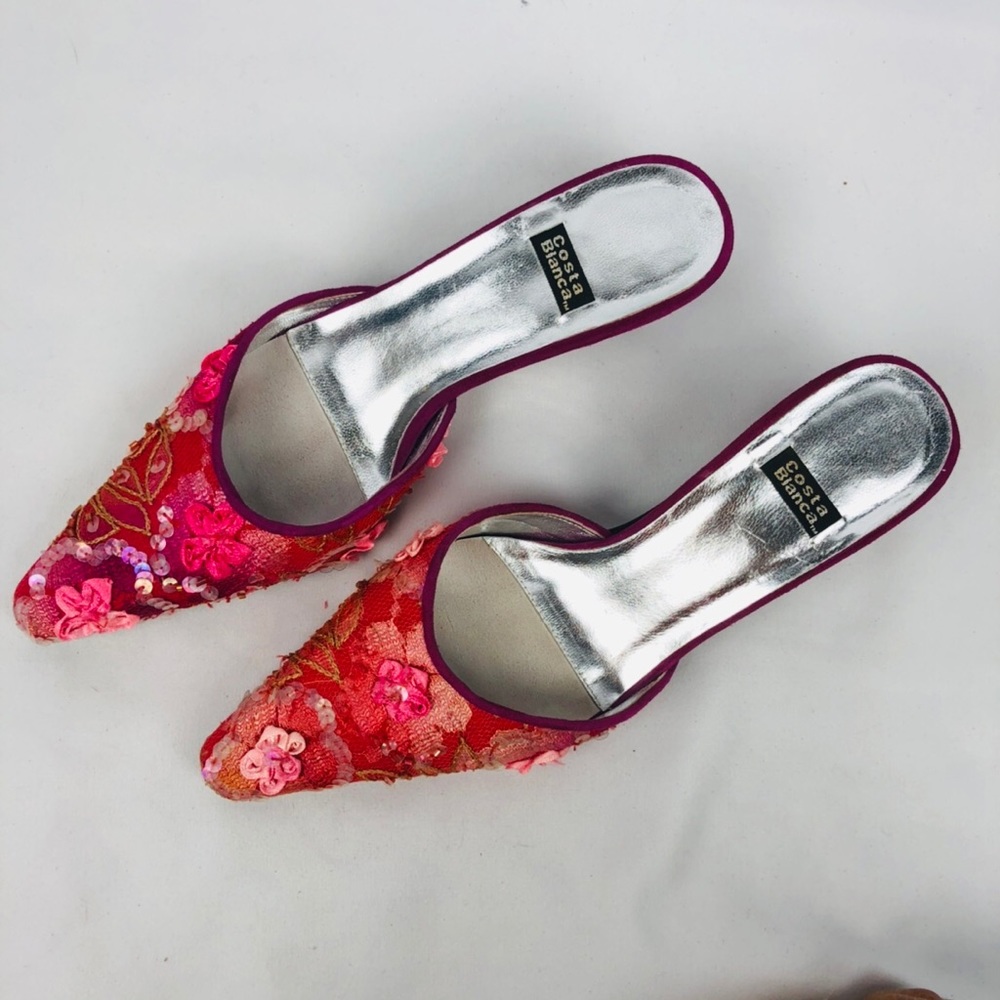Costa Blanca | Vintage Sequin Heel Mule Size 6